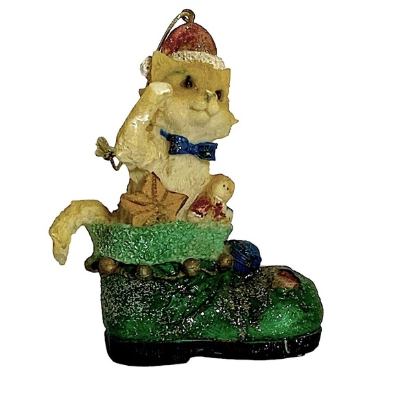 Vintage Cat Puss in Boots Ornaments Christmas Tree Decor Cats in Boots Set of 2 - Picture 2 of 16